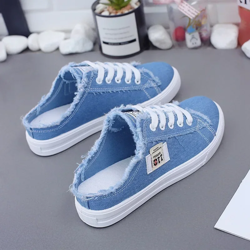 2024 Spring Summer Women Canvas Sneaker Low Top Denim Sneakers Ladies Lace-Up Flat Canvas Board Shoes Female sapatos femininos Spring Summer Women Canvas Sneaker Low Top Denim Sneakers Ladies Lace-Up Flat Canvas Board Shoes Female sapatos femininos - Image 1