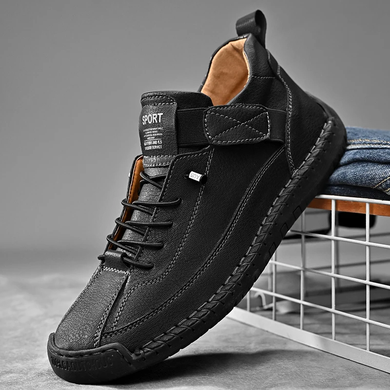 Hand-stitched Leather Shoes for Men Outdoor Light Non-slip Walking Casual Shoes Men Big Size 47 48 Slip-On Driving Loafers Hand-stitched Leather Shoes for Men Outdoor Light Non-slip Walking Casual Shoes Men Big Size 47 48 Slip-On Driving Loafers - Image 1