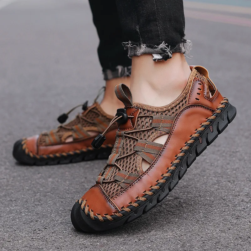 Hot Sale Summer Men's Sandals Outdoor Non-slip Men's Beach Sandals Handmade Genuine Leather Men's Shoes Fashion Men Sneakers Hot Sale Summer Men's Sandals Outdoor Non-slip Men's Beach Sandals Handmade Genuine Leather Men's Shoes Fashion Men Sneakers - Image 1