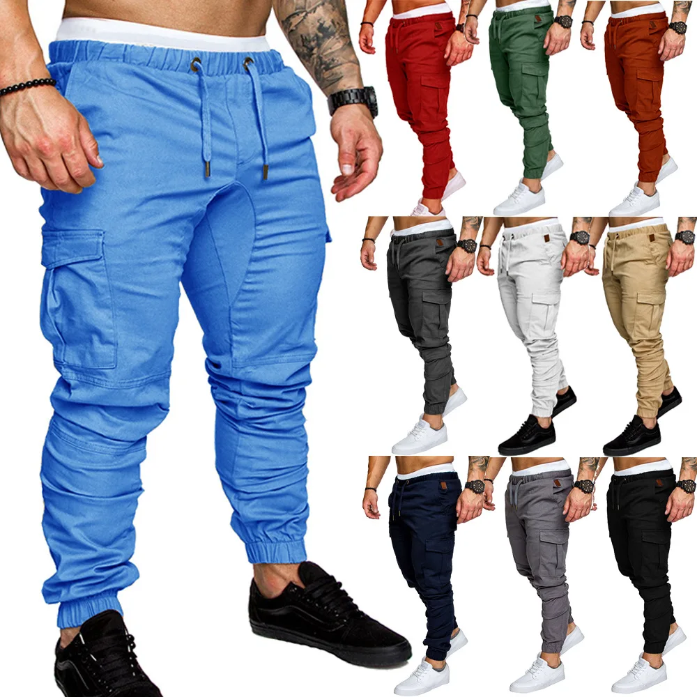 Male Trousers Mens Joggers Solid Multi-pocket Pants Sweatpants Men Pants Hip Hop Harem Joggers Pants Running men's gym Male Trousers Mens Joggers Solid Multi-pocket Pants Sweatpants Men Pants Hip Hop Harem Joggers Pants Running men's gym - Image 1